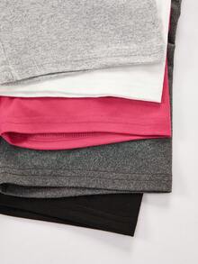 5pcs/Set Celana Pendek Legging Ketat Minimalis Nyaman untuk Anak Perempuan Warna Hitam Polos - MultiWarna - View 6
