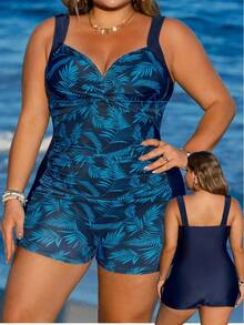 Swim SPRTY Baju Renang Terusan Wanita Ukuran Besar Model Halter dengan Kontrol Perut untuk Pantai dan Resor, Cocok untuk Liburan Musim Panas di Pantai - MultiWarna - View 7