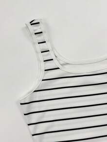 GlowEve Women's Wide Strap Backless Line Camisole - Black and White - View 3
