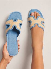 SHUZIA Women's Fashionable Versatile Cut-Out Flat Sandals Valentine's Day Summer Shoes - Baby Blue - View 2