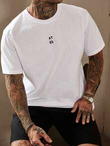 DAZY Men's White T-Shirt With Letter Embroidery Design Summer - White - View 7