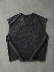 ROMWE MEN Essentials Men's Rivet Design Round Neck Casual Loose Tank Top - Black - View 4