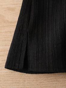 SHEIN LUNE CURVE 女款復古休閒襯衫，精緻優雅，夏季度假風，清新舒適，夏季復古異域風，夏季中式休閒風，大尺碼女款襯衫 - 黑色 - 查看 5