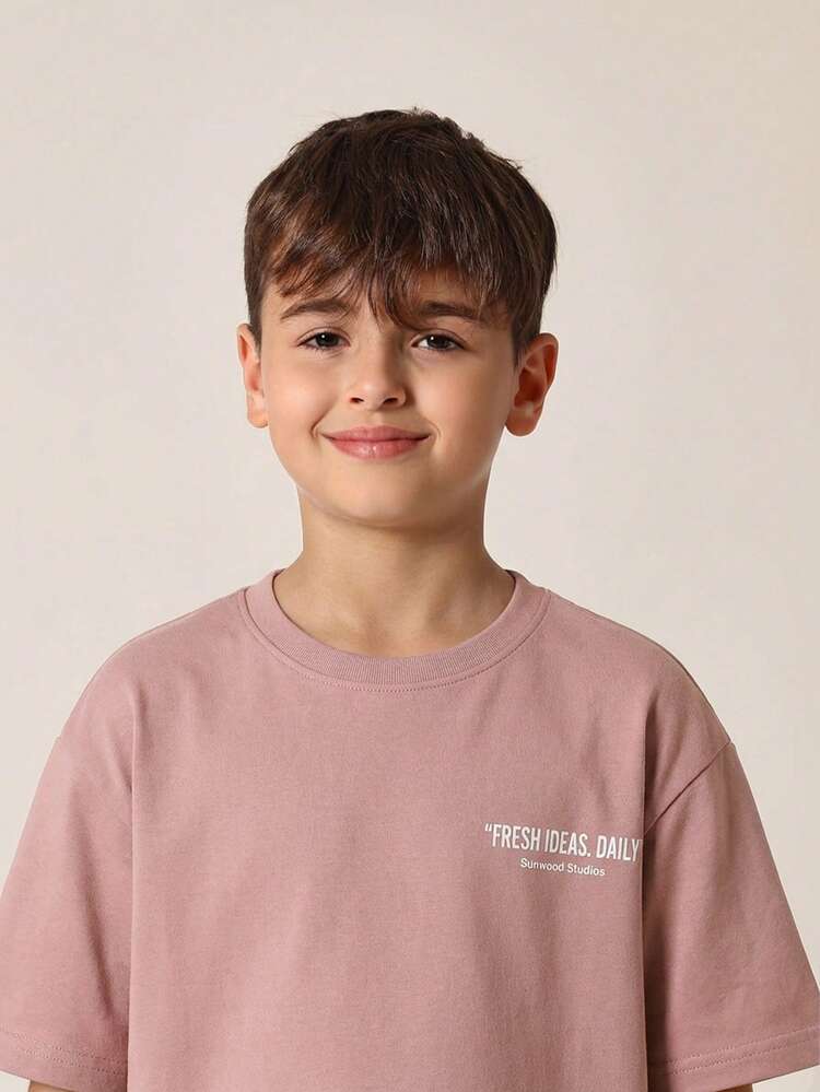 Camiseta de Manga Curta com Gola Careca e Estampa de Limão Positano para Meninos, Camiseta Gráfica Fresca de Veraneio Cítrica para o Dia a Dia
