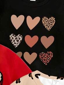 Random 5 Sets, Send 2 Sets Spring Summer Autumn Girls Toddler Fashion Creative Cute Leopard Heart Butterfly Kawaii Rabbit Bear 3x3 Grid Heart Shape Cute Print Casual Vacation Style Basic Short T-Shirt + Leggings Set Sets - Multicolor - View 6