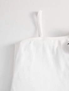 SHEIN Set Kasual Sehari-hari untuk Anak Perempuan Remaja dengan Dekorasi Bunga 3D dan Celana Pendek Bergaris - MultiWarna - View 4