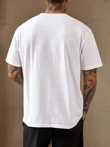 DAZY Men's White T-Shirt With Letter Embroidery Design Summer - White - View 2