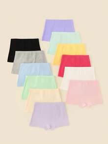 Bragas tipo hipster de color macaron sólido para niñas, surtido aleatorio de 8 piezas - Multicolor - Ver 2
