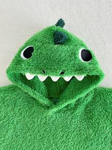 Cozy Pixies Baby Boy Cartoon Dinosaur Pattern Color Block Hooded Sleeveless One-Piece Swimsuit Cover-Up - Green - View 3
