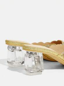 CUCCOO TILAWA Women's Crystal And Glass Rhinestone Pointed Women's High-Heeled Shoes, Suitable For Going Out, Banquets, Parties And Other Activities - Gold - View 5