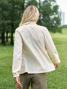 In My Nature Women's Long Sleeve Zipper Placket Outdoor Windbreaker Jacket - Apricot - View 7