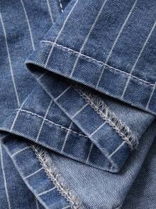DAZY Women's Casual Striped Pocket Shirt And Denim Skirt 2-Piece Suit, Spring/Summer - Blue - View 8