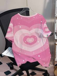 THE POWERPUFF GIRLS X SHEIN Plus Size Cartoon Print Round Neck T-Shirt All Over Print - White - View 2