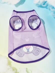 SHEIN X Care Bears 1件可愛卡通印花寵物背心，運動背心，貓狗通用，尺寸XXS至XXXXXL，特小號至特大號，護理熊、愛心熊、憤怒熊、分享熊、彩虹熊 - 紫色 - 查看 3