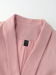 Lumivelle 女款極簡通勤素色披肩領西裝外套 - 粉色 - 查看 5