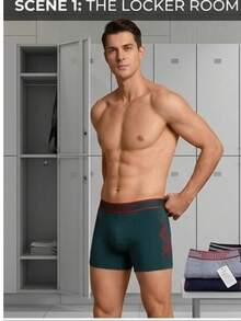 Set Of 12 Pieces Of Men's Comfortable Elastic Boxer Underpants With Lettering Design - Multicolor E - View 2