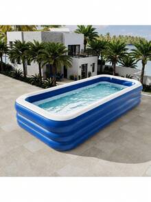 Large Inflatable Swimming Pool, Suitable For Group Gatherings, Parties, Family Activities, Assemblies, Patios, Balconies,Inflatable PVC Swimming Pool, Suitable For Family Patios, Durable For Outdoor Use, Sea Blue. - A - View 5