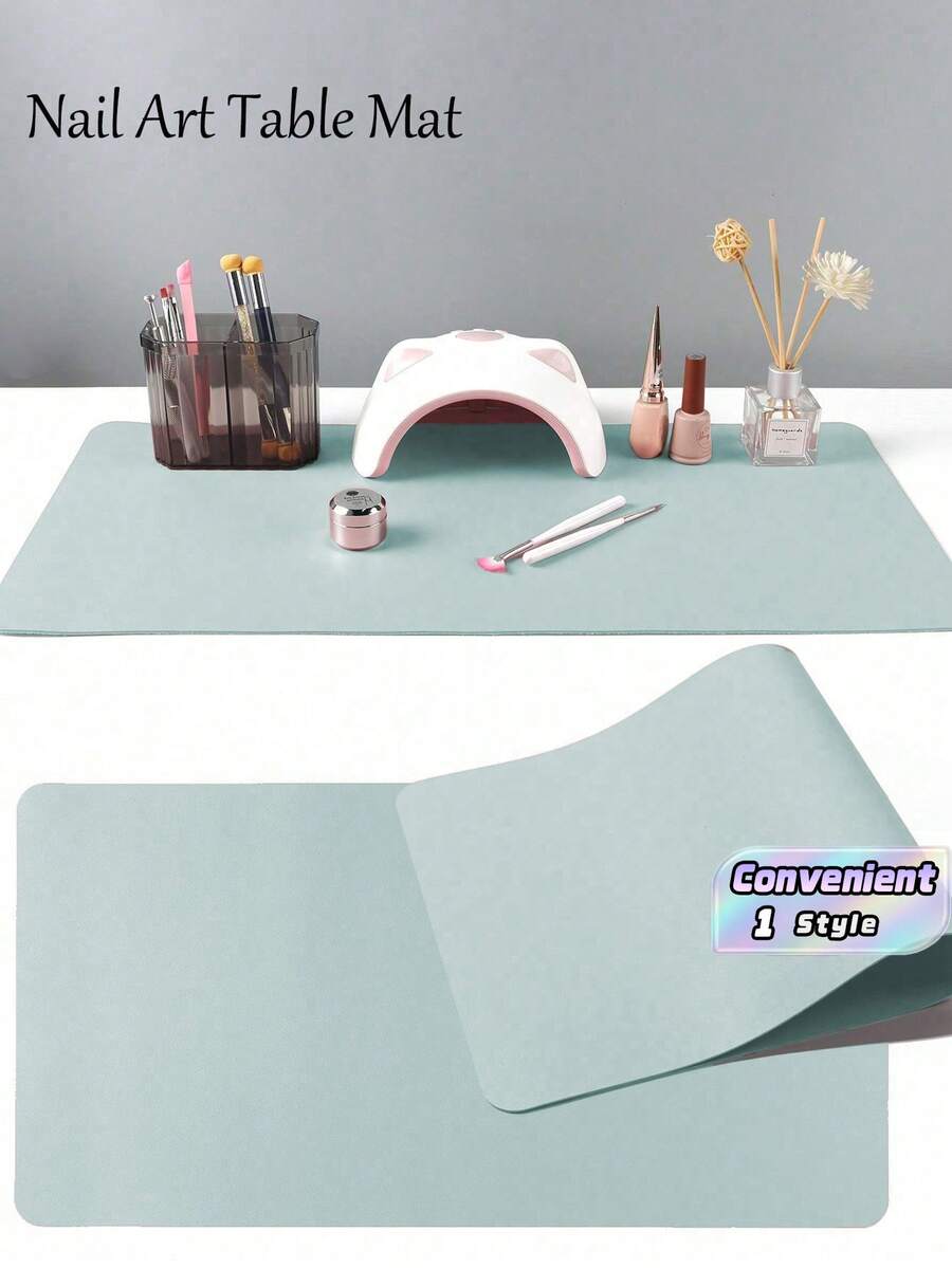 Alas Meja Seni Kuku Aqua, Terbuat dari Kulit PU Tahan Air dan Lembut, Dirancang untuk Meja Studio dan Sandaran Tangan Lipat untuk Seni Kuku. Ideal untuk Seniman Kuku di Salon dan untuk Penggunaan di Rumah. - Biru - View 1