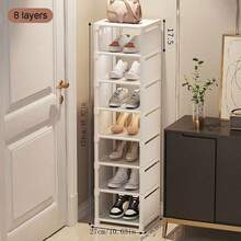 1 pieza Estantería de zapatos de varios niveles de uso doméstico, de única, para sala de estar, dormitorio escolar, se puede ensamblar libremente, decoración del hogar - Blanco - Ver 12