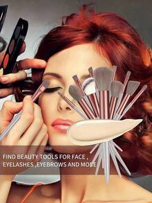17/13pcs Makeup Brush Set: Includes 13 Makeup Brushes, 1 Teardrop-Shaped Powder Puff, 1 Round Powder Puff And 1 Triangle Powder Puff - Classic Set. Made Of Soft Skin-Friendly Synthetic Bristles. - Multicolor - View 3