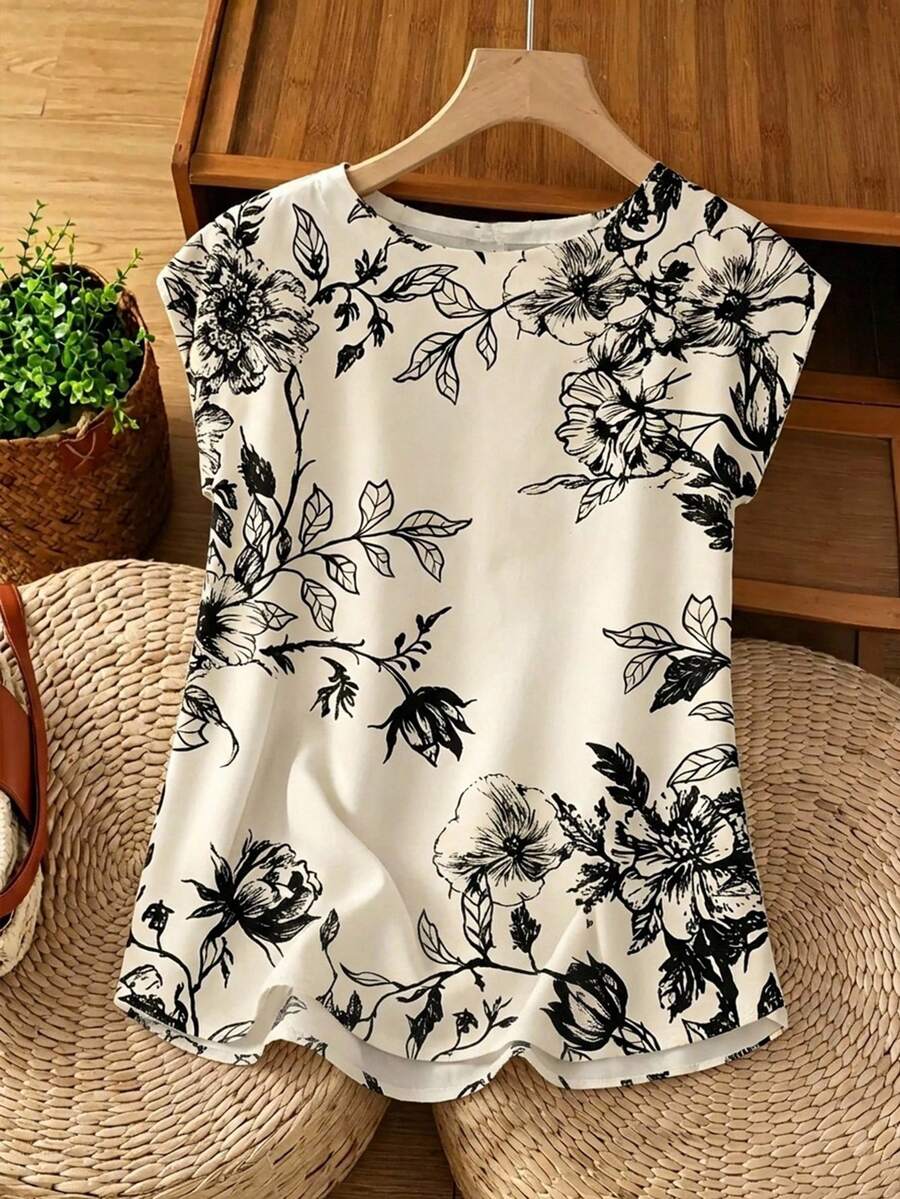 Rusticease Casual Minimalist Women Round Neck Shirt, Suitable For Summer Suitable For Going Out Chic Blouses For Women,Casual - Multicolor - View 1