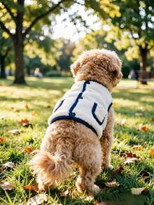 1pc Pet Clothes Dog Cat Clothing Apparel Autumn And Winter Warm Plush Vest - Dark Blue Trim - Navy Blue - View 5