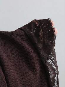 Sweetra Spring/Summer Women's Textured Contrast Lace Sexy Tailored Bandeau Dress Night Out Club Party Date Night Dark Brown Halloween - Coffee - View 6