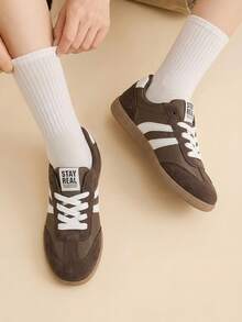 CUCCOO EASI Damen Sneaker mit flacher Sohle und runder Zehenpartie, lässig und vielseitig, College-Sportbekleidung Damen Schuhe - Schokoladenbraun - Übersicht 3