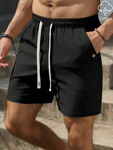 VENTUSAIL Men's Drawstring Waist Pocket Casual Versatile Daily Travel Shorts, Holiday - Black - View 1