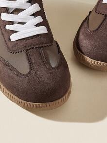 CUCCOO EASI Damen Sneaker mit flacher Sohle und runder Zehenpartie, lässig und vielseitig, College-Sportbekleidung Damen Schuhe - Schokoladenbraun - Übersicht 8