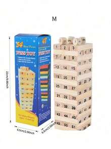 1 Pc Children's Puzzle Log Jenga Toy, Stimulate Children's Imagination - Brown - View 14