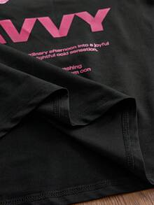 SWAVVY 男士夏季休閒寬鬆短袖標準尺寸圓領黑色正反面熱轉印印花T恤 - 黑色 - 查看 6