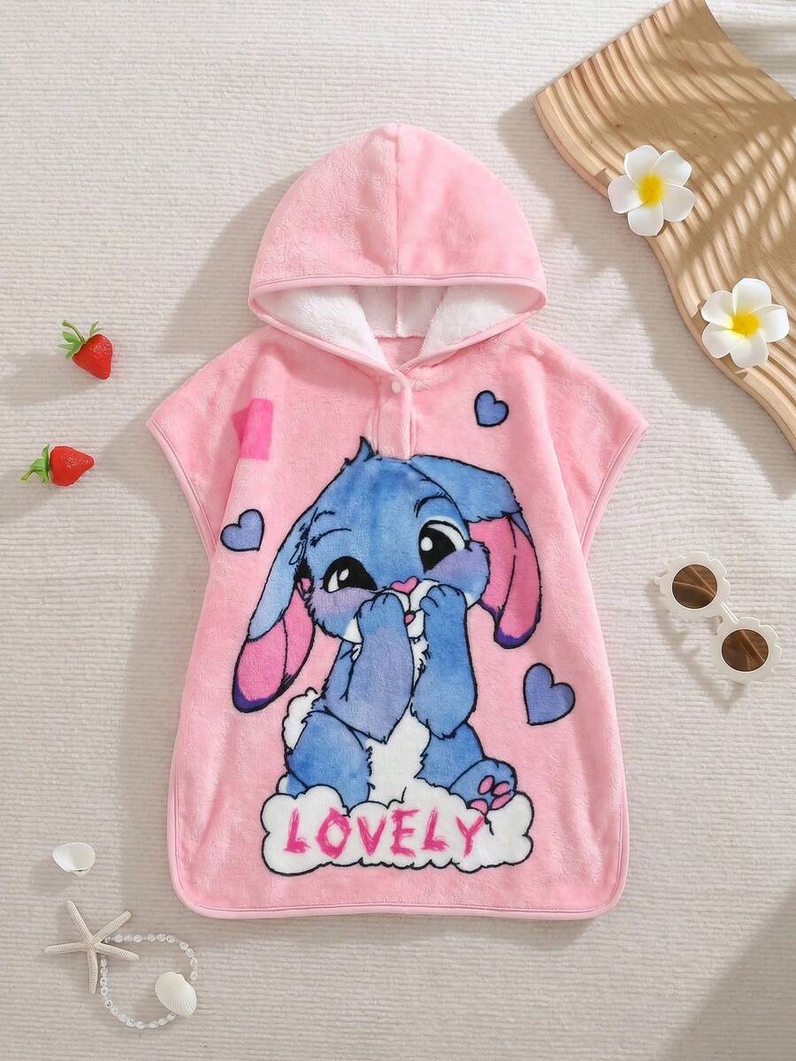 Cozy Pixies Vestido de playa con capucha y estampado de dibujos animados para niña bebé - Multicolor - Ver 1