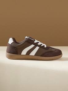 CUCCOO EASI Damen Sneaker mit flacher Sohle und runder Zehenpartie, lässig und vielseitig, College-Sportbekleidung Damen Schuhe - Schokoladenbraun - Übersicht 7