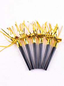 10/20pcs Gold And Silver Tassel Curls, Black Party Blowers - multicolor - View 9