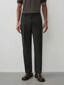 MENRIVO Men's Solid Color Suit Formal Pants With Oblique Pockets, Belt Not Included, Old Money Style, Ceremony - Black - View 1