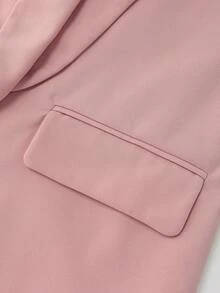 Lumivelle 女款極簡通勤素色披肩領西裝外套 - 粉色 - 查看 6