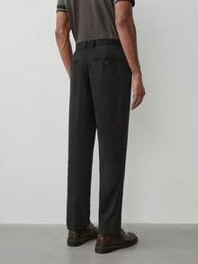 MENRIVO Men's Solid Color Suit Formal Pants With Oblique Pockets, Belt Not Included, Old Money Style, Ceremony - Black - View 5