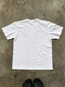 Resyla Men's Standard Size Letter Print Round Neck White Short Sleeve T-Shirt - White - View 2