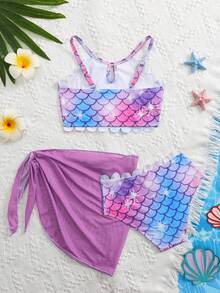 SHEIN 新款時尚女童幼兒彩色豹紋滿版印花3件套 - 彩色 - 查看 2