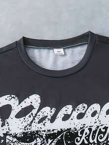 SHEIN Coolqubz 男童 (大號) 2件套，夏季新款美式復古街頭風迷彩短褲 2件套 - 灰色 - 查看 4
