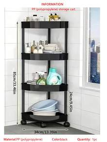 Estantería de baño de 5 niveles en forma de triángulo, estantería de almacenamiento con ruedas para esquina, para baño, cocina, decoración de habitaciones, organizador ajustable y móvil - Multicolor - Ver 9