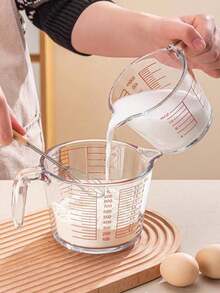 1 Glass Measuring Cup With Precise Markings And Handle, Versatile Large Capacity Stackable Storage, Can Be Used As A Coffee Measuring Cup, Convenient Spout Design, Multifunctional Kitchen Utensil, Suitable For Measuring Baking, Milk, Water, And Flour - Multicolor - View 7