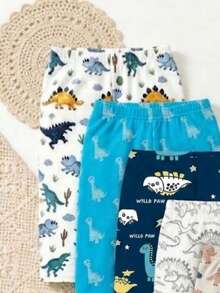 Baby Boy Cute Dinosaur Print Long Pants - Multicolor - View 3