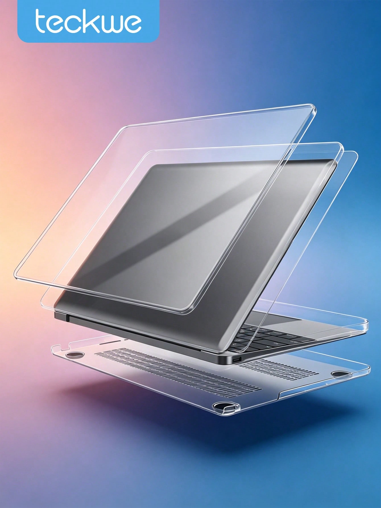 Teckwe 1pc High Clear Hard Plastic Scratch Resistant Shockproof Anti Drop Anti Slip Ultra Thin Lightweight Full Coverage Transparent Laptop Protective Shell For Office Worker Student Daily Use Business Travel Home School All Season Universal Laptop Case