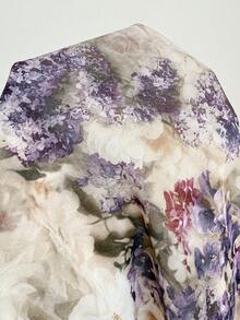 SHEIN CURVE+ 大尺碼女款花卉圖案圓領時尚洋裝，適合夏季度假 - 彩色 - 查看 10