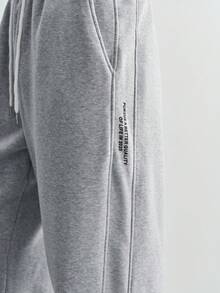 Sonviro Men's Solid Color Drawstring Waist Pocket Casual Sweatpants - Grey - View 2