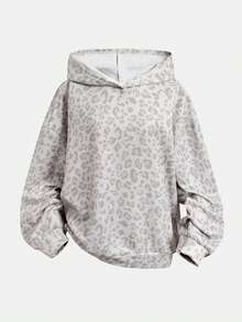 SHEIN 青少年女孩秋季/冬季新款豹紋寬鬆連帽衛衣 - 彩色 - 查看 7