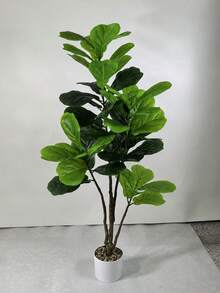 125cm Large Artificial Banyan Tree – Faux Rubber Tree Plant With Plastic Ficus Leaves, Tall Fake Plant For Home Garden Indoor Outdoor Decor - Green - View 6