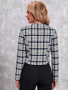 SHEIN Clasi 女款千鳥格印花長袖開襟外套 - 彩色 - 查看 2